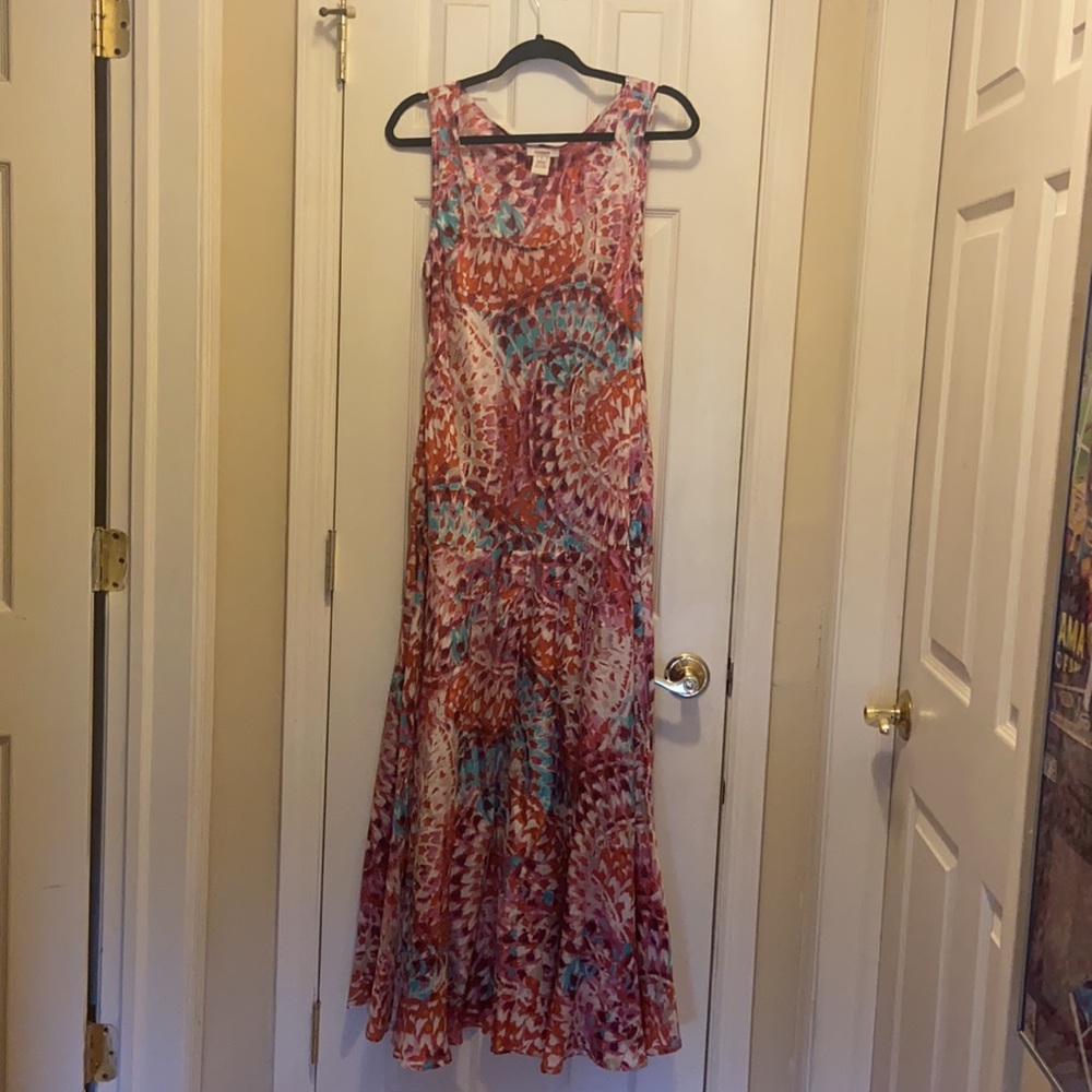 Sundance Floral Medallion Silk Maxi Dress - Large